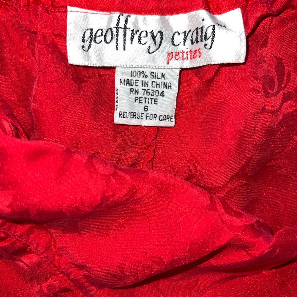 Vintage 80’s GEOFFREY CRAIG Red Floral Silk Skirt - Size Small - Picture 5 of 6